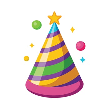 Elegant Colorful Party Hat Icon and Isolated Background vector