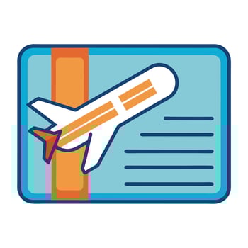 Modern Plane Ticket Icon with Flight Information and Isolated Background vector