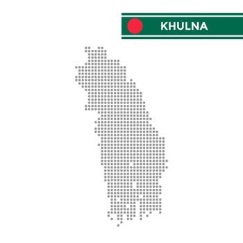 Dotted map of Khulna Division in Bangladesh vector