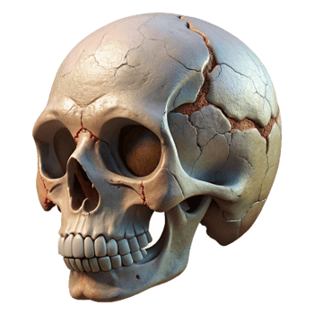 elegant creative Biorobotic Skull Cracked Damage Visible Isolated professional png