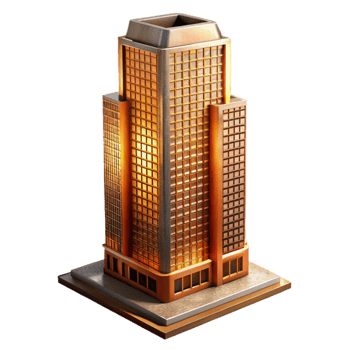 beautiful vintage Bio Skyscraper Warm Tone Transparent Background authentic png
