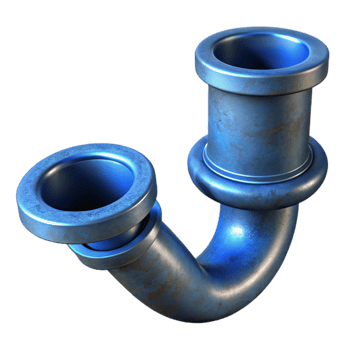 wonderful artistic Blue Metal Water Pipe Cutout Isolated professional png