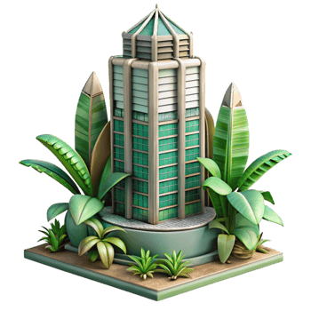 stunning traditional Botanical Skyscraper Illustration Isolated with Artistic Style authentic png
