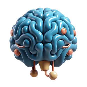 dramatic artistic Brain Circuitry Diagram Cutout on Transparent Background 4K png