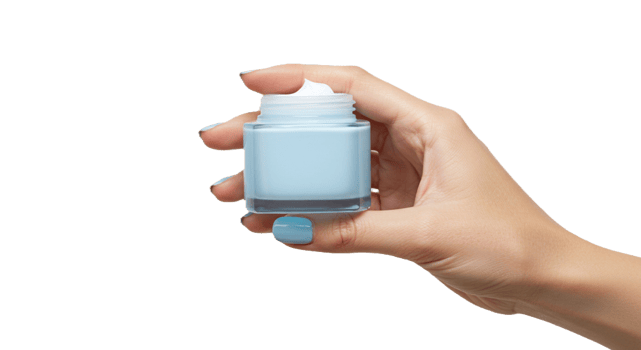 Cosmetic Cream Jar in Hand on Transparent Background png