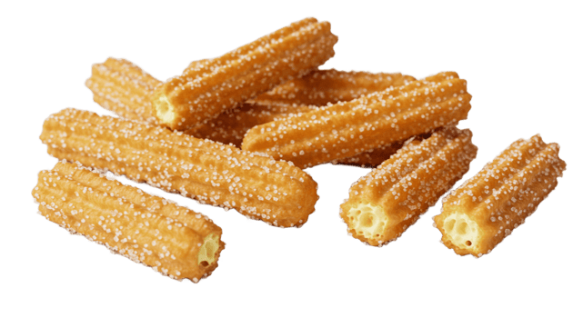 Crispy golden churros sprinkled with sugar png