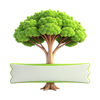 tree shape title banner frame is isolated on transparent background png