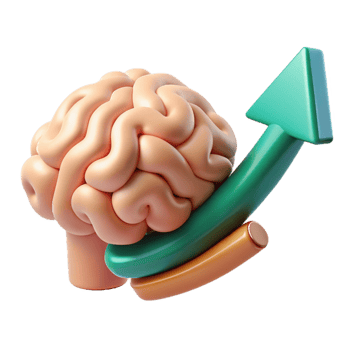 serene creative Brain Growth Chart Cutout with Upward Trend 4K png