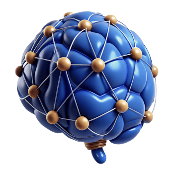 vibrant vintage Brain Network Cutout on Dark Blue Background exclusive png