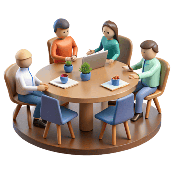 impressive minimalist Brainstorming Meeting Isolated with People at a Table high quality png