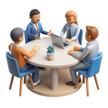magnificent traditional Brainstorming Meeting Isolated with People at a Table exclusive png