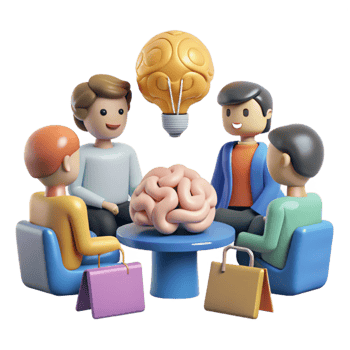 serene modern Brainstorming Session Illustration Isolated with Diverse Group of People 4K png