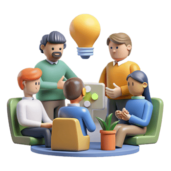 elegant artistic Brainstorming Session Illustration Isolated with Diverse Group of People high resolution png