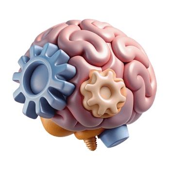 vibrant modern Brain with Gears Isolated Thinking Process exclusive png