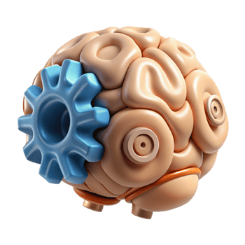 beautiful artistic Brain with Gears Isolated Thinking Process professional png