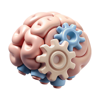 magnificent vintage Brain with Gears Isolated Thinking Process detailed png