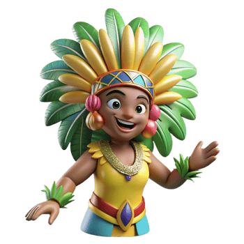 extraordinary rustic Brazilian Carnival Dancer with Feather Headdress Cutout high resolution png