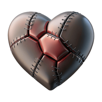 magnificent artistic Broken Heart Cutout with Black Stitches premium png
