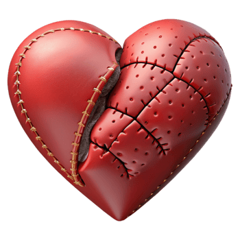 magnificent classic Broken Heart Cutout with Black Stitches authentic png