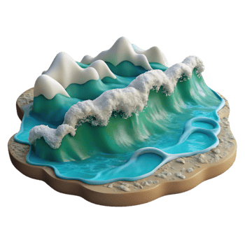 beautiful minimalist Calm Ocean with Waves Crashing on Shore Cutout high quality png