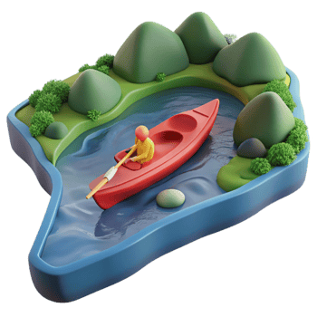 impressive classic Calm River with Kayaker in Distance Cutout premium png