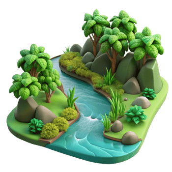 stunning creative Calm River with Lush Greenery Cutout genuine png