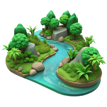 magnificent classic Calm River with Lush Greenery Cutout exclusive png