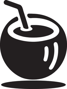 Coconut juice silhouette icon. vector