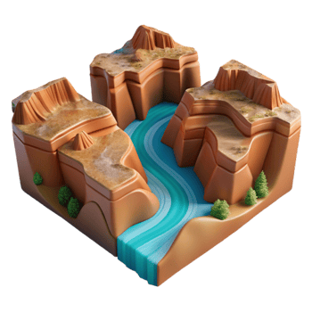 impressive rustic Canyon Landscape with River Aerial View Transparent Background original png
