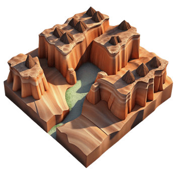 beautiful contemporary Canyon Landscape Aerial View with Shadows Cutout premium png