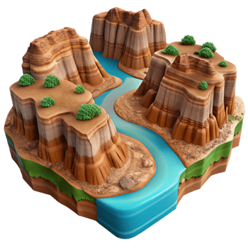 elegant contemporary Canyon Landscape with River Aerial View Transparent Background exclusive png