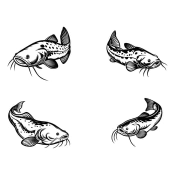 Mighty Catfish Swimming in Murky Waters vector