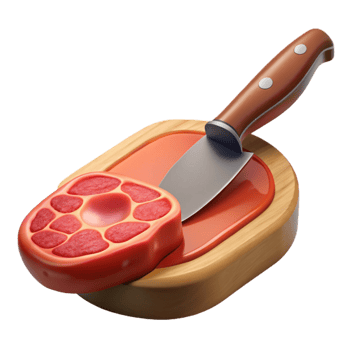 elegant minimalist Cellular Agriculture Steak Knife Cut Isolated exclusive png