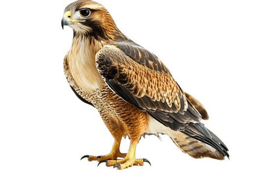 Majestic Brown and White Hawk Portrait Isolated on Transparent Background Showing Detailed Feathers and Sharp Beak in Natural Light png