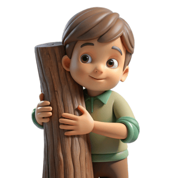 serene contemporary Child Hugging Tree Trunk Isolated Heartwarming Scene professional png