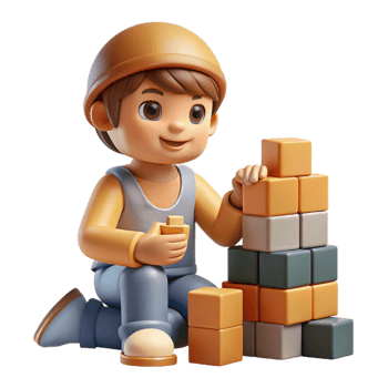 dramatic traditional Child Playing with Building Blocks Cutout professional png