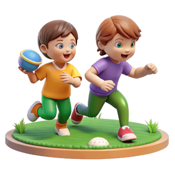 serene rustic Children Playing Tag in Park Isolated high resolution png