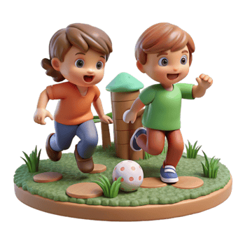 dramatic rustic Children Playing Tag in Park Isolated exclusive png
