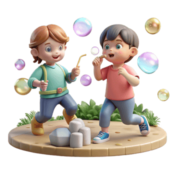 stunning vintage Children Playing with Bubbles in Park Isolated genuine png