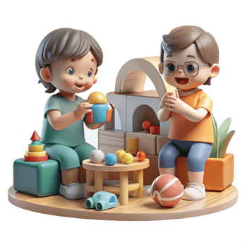 impressive creative Children Playing with Toys in Playroom Transparent Background exclusive png