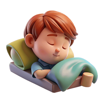 wonderful artistic Child Sleeping Peacefully in Bed Cutout detailed png