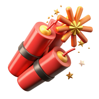 beautiful artistic Chinese New Year Firecrackers Exploding Cutout genuine png