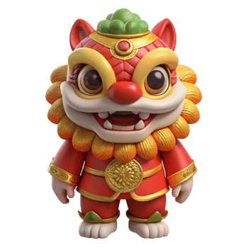 impressive contemporary Chinese New Year Lion Dance Costume Cutout authentic png