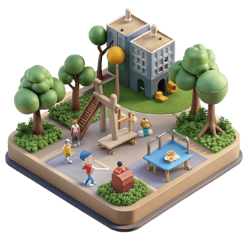 stunning rustic City Park with Children Playing Isolated Community Space original png