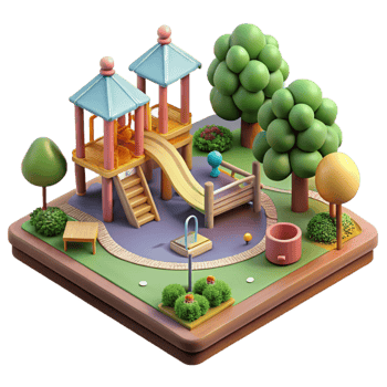magnificent modern City Park with Children Playing Isolated Community Space premium png