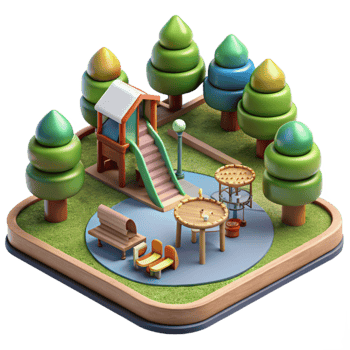 dramatic artistic City Park with Children Playing Isolated Community Space premium png