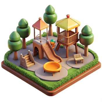 wonderful minimalist City Park with Children Playing Isolated Community Space detailed png