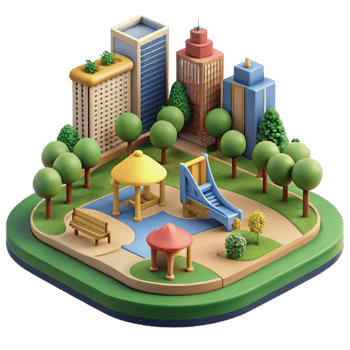 beautiful modern City Park with Playground Cutout Family Friendly exclusive png