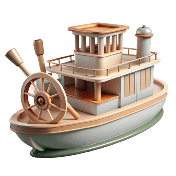 beautiful classic Classic Steamboat Transparent Background with Paddle Wheel genuine png