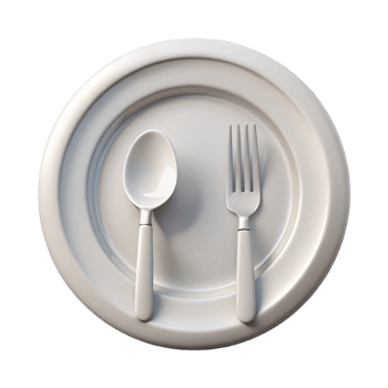 serene artistic Clean White Plate with Silverware Transparent Background authentic png